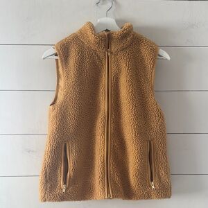 J Crew Factory Mustard Yellow Sherpa Vest Size Small
